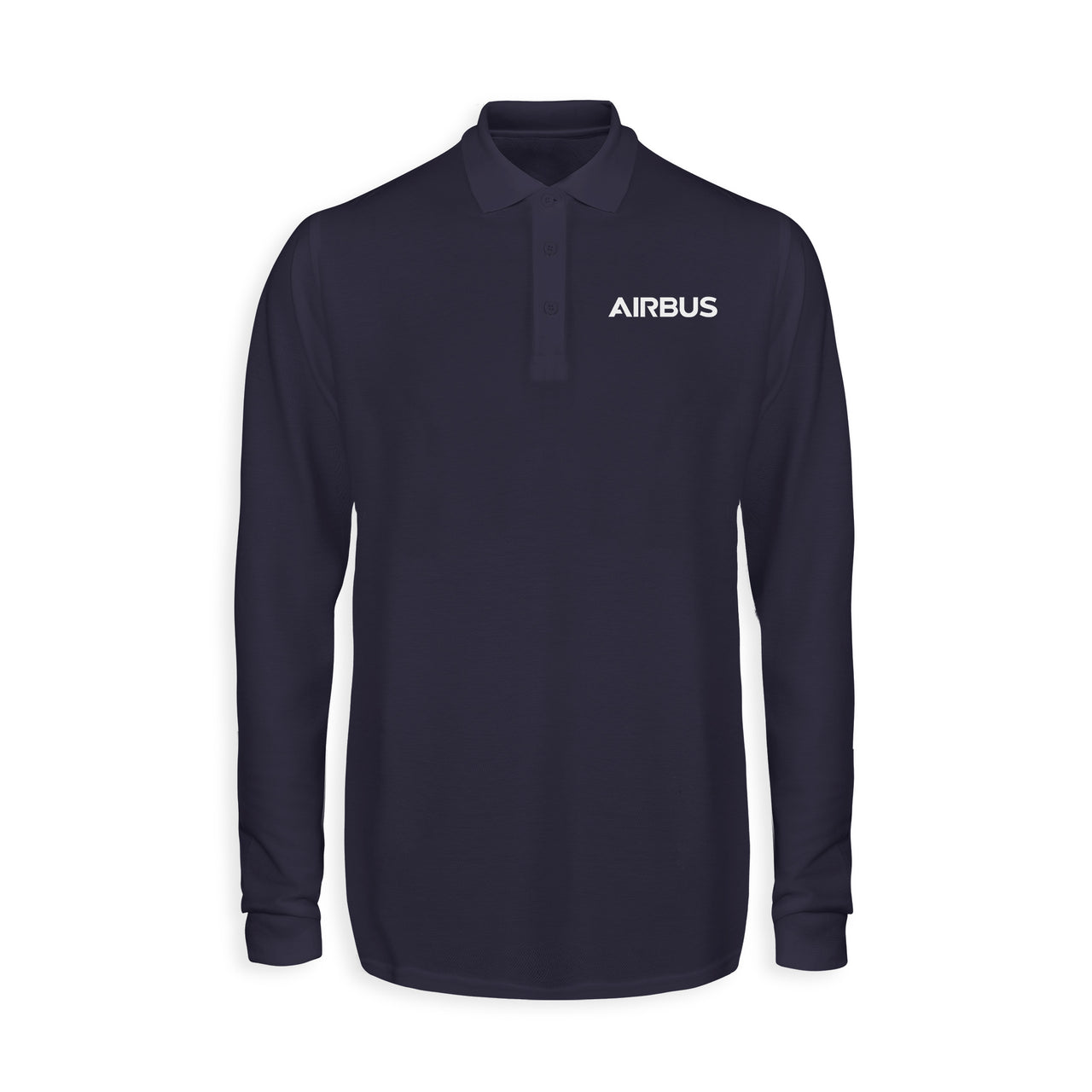 Airbus & Text Designed Long Sleeve Polo T-Shirts