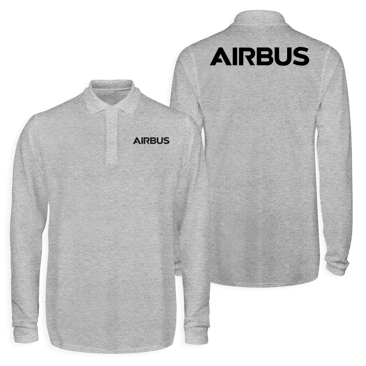 Airbus & Text Designed Long Sleeve Polo T-Shirts (Double-Side)