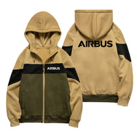 Thumbnail for Airbus & Text Designed Colourful Zipped Hoodies