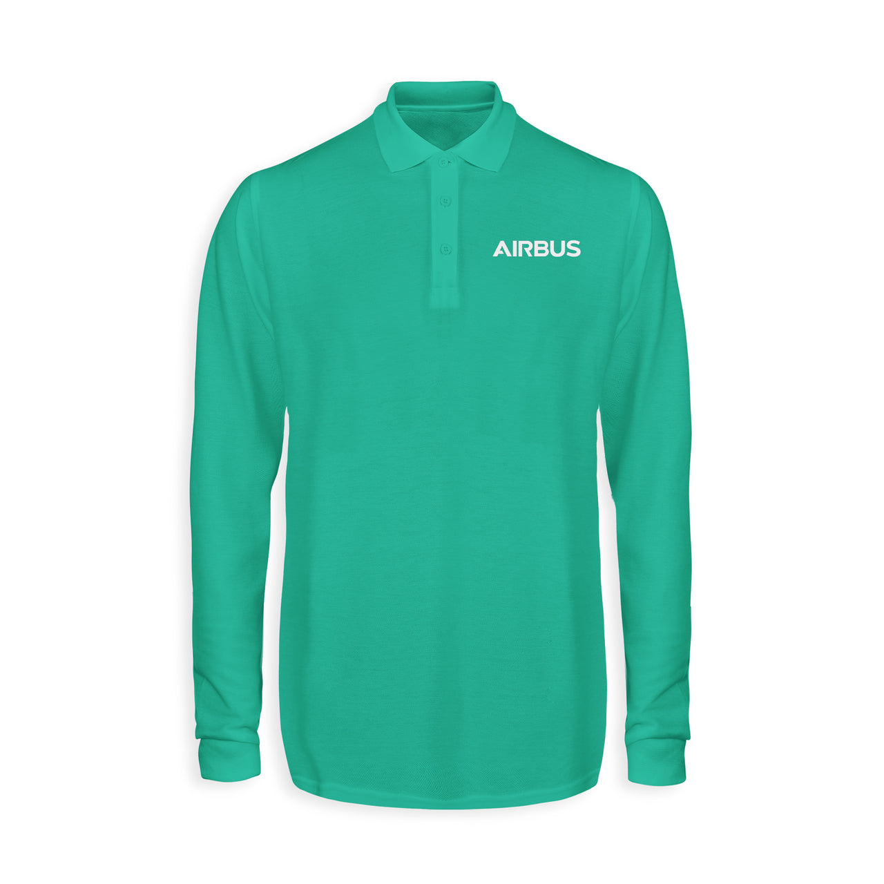 Airbus & Text Designed Long Sleeve Polo T-Shirts