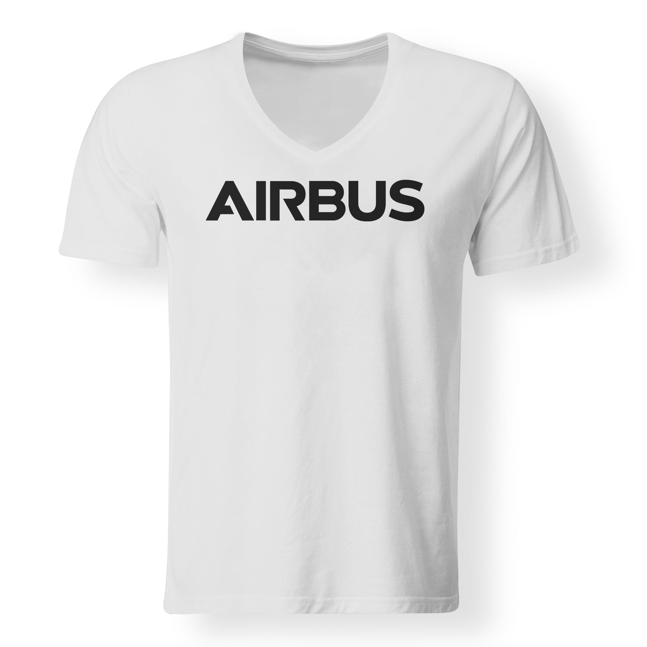 Airbus & Text Designed V-Neck T-Shirts