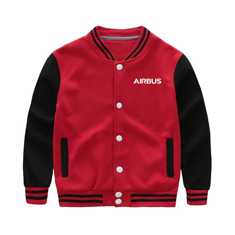 Airbus & Text Designed "CHILDREN" Baseball Jackets