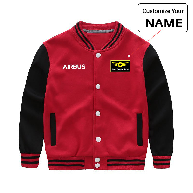 Airbus & Text Designed "CHILDREN" Baseball Jackets