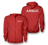 Thumbnail for Airbus & Text Designed Zipped Hoodies