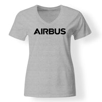 Thumbnail for Airbus & Text Designed V-Neck T-Shirts