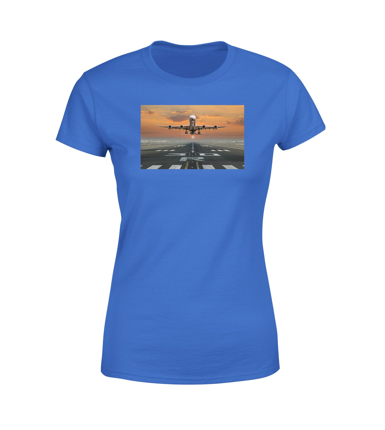 Aircraft Departing from RW30 Designed Women T-Shirts