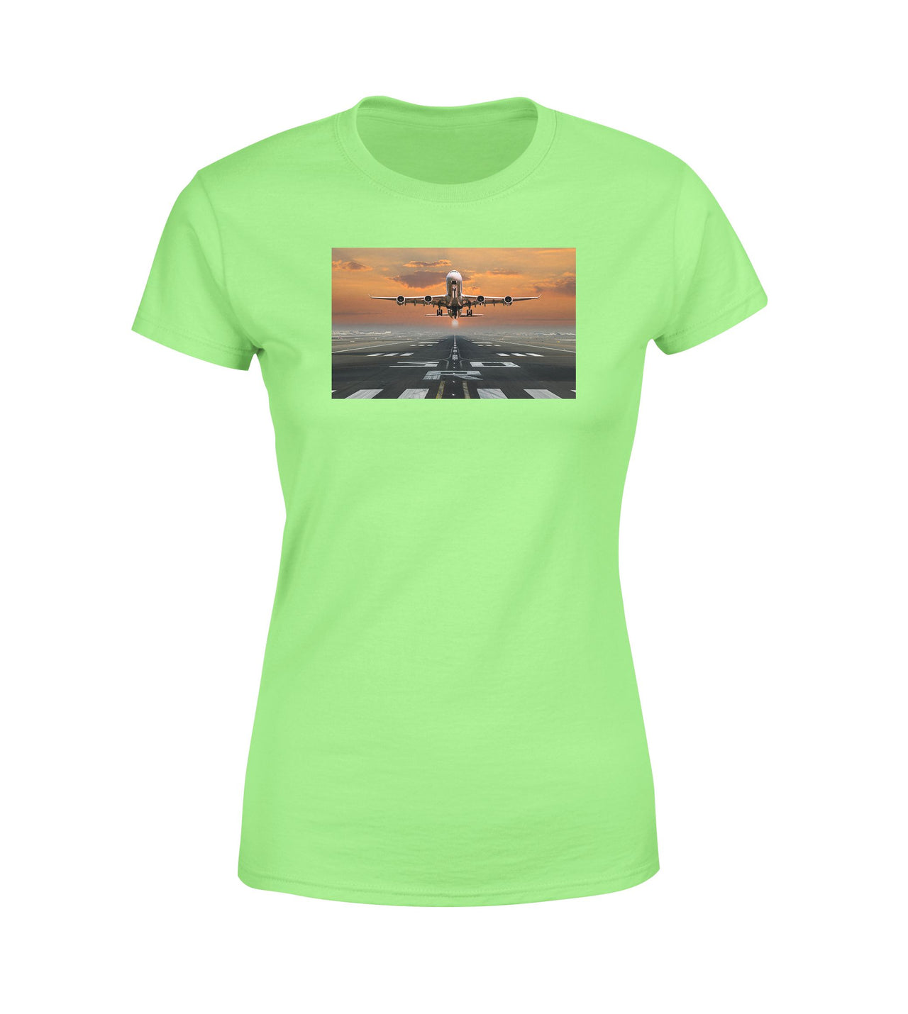 Aircraft Departing from RW30 Designed Women T-Shirts