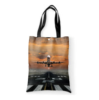 Thumbnail for Aircraft Departing from RW30 Designed Tote Bags