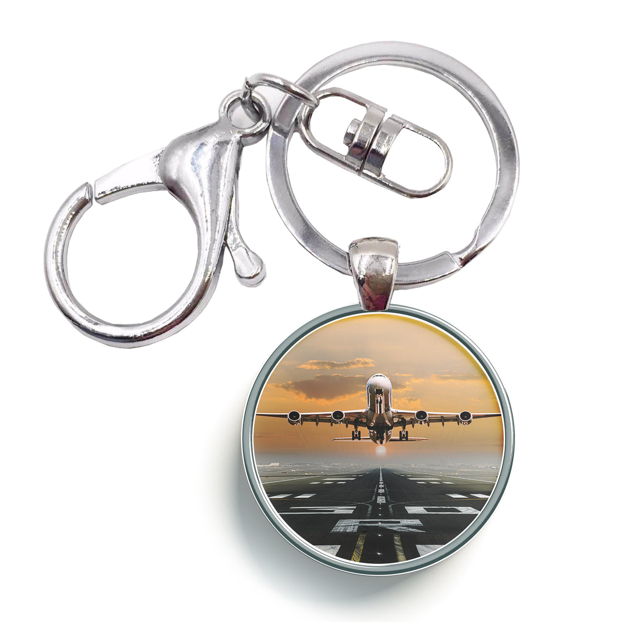 Aircraft Departing from RW30 Designed Circle Key Chains