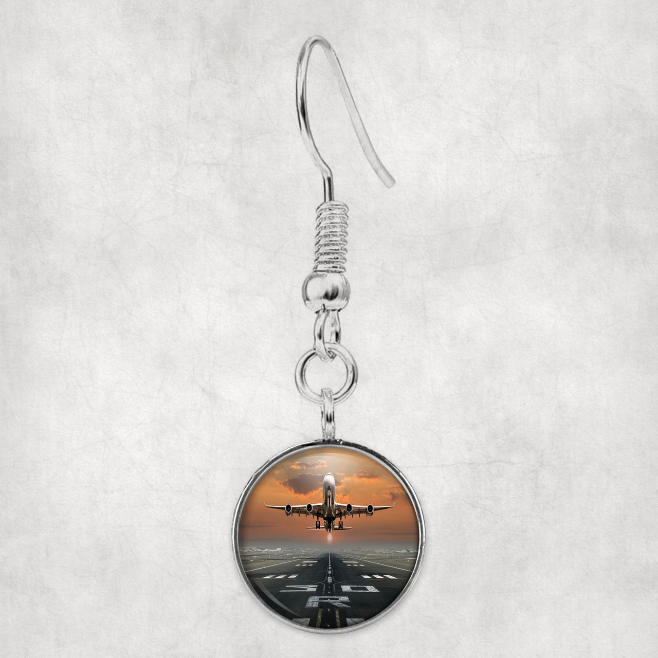 Aircraft Departing from RW30 Designed Earrings