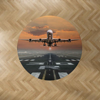 Thumbnail for Aircraft Departing from RW30 Designed Carpet & Floor Mats (Round)