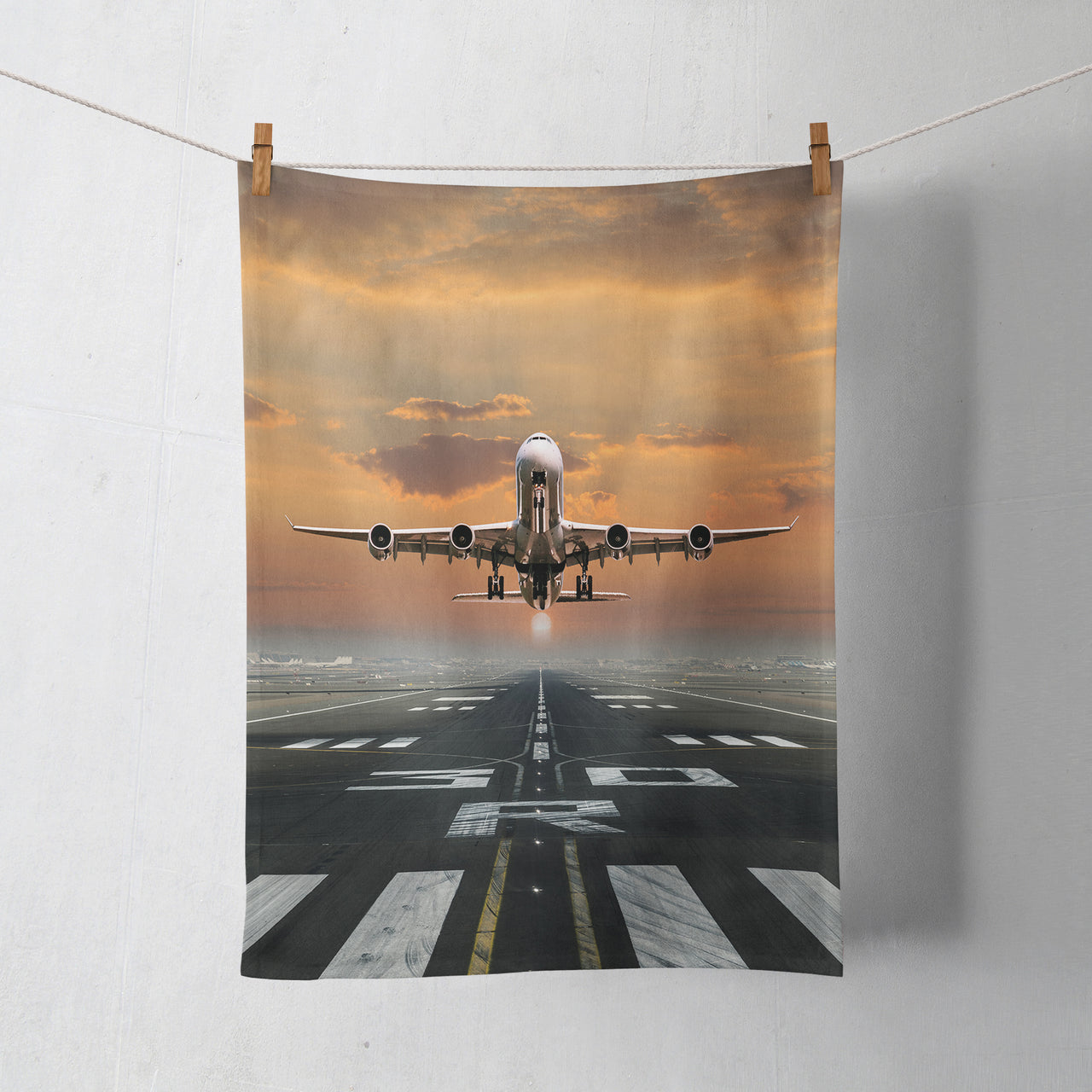 Aircraft Departing from RW30 Designed Towels
