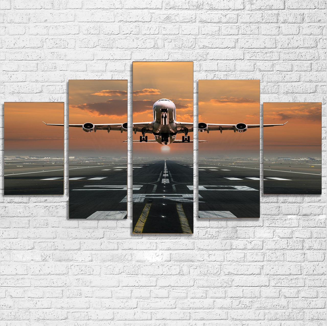Aircraft Departing from RW30 Printed Multiple Canvas Poster Aviation Shop 
