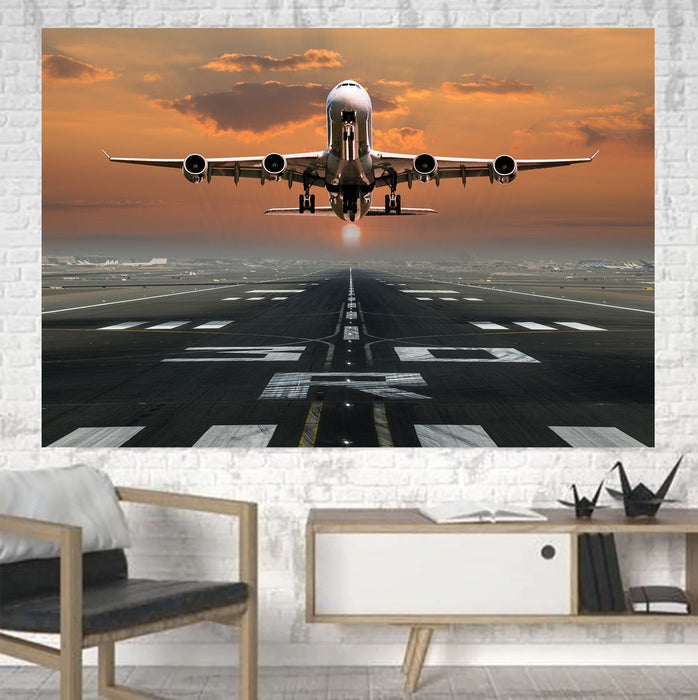 Aircraft Departing from RW30 Printed Canvas Posters (1 Piece) Aviation Shop 
