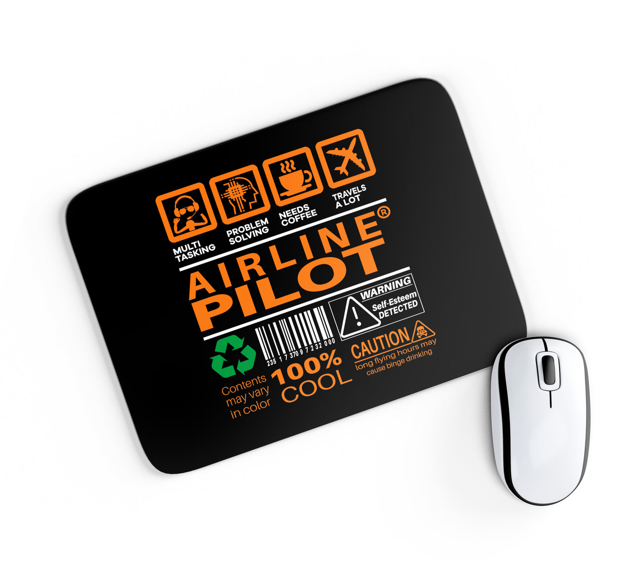 Airline Pilot Label Designed Mouse Pads