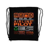Thumbnail for Airline Pilot Label Designed Drawstring Bags