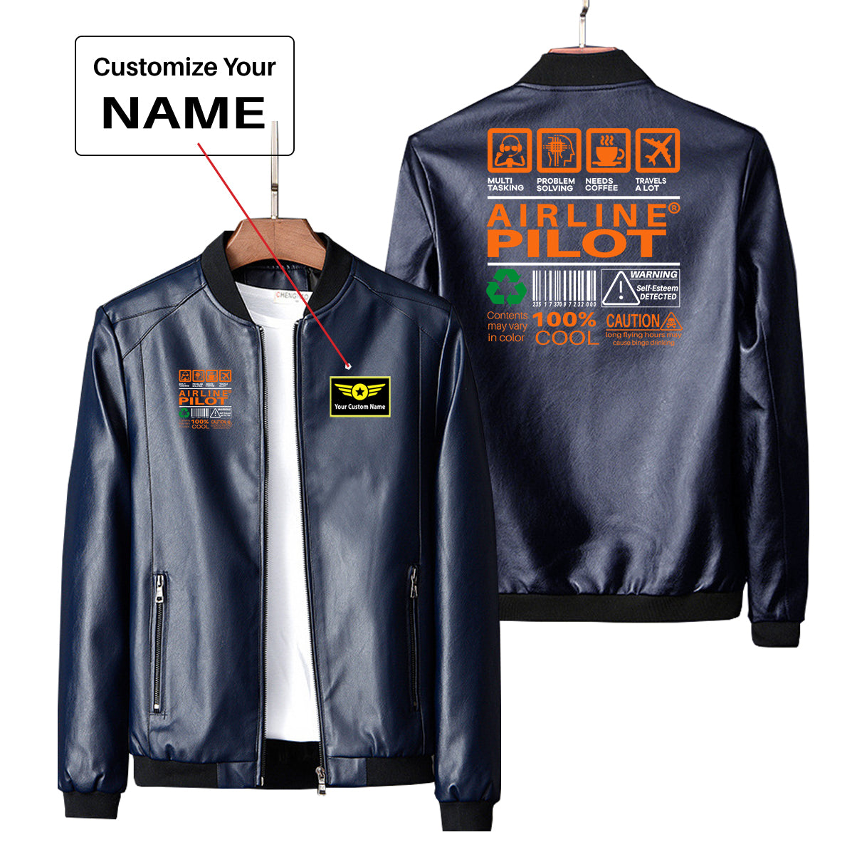 Airline Pilot Label Designed PU Leather Jackets