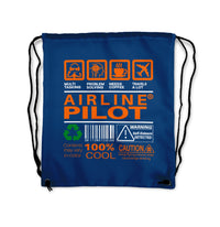 Thumbnail for Airline Pilot Label Designed Drawstring Bags