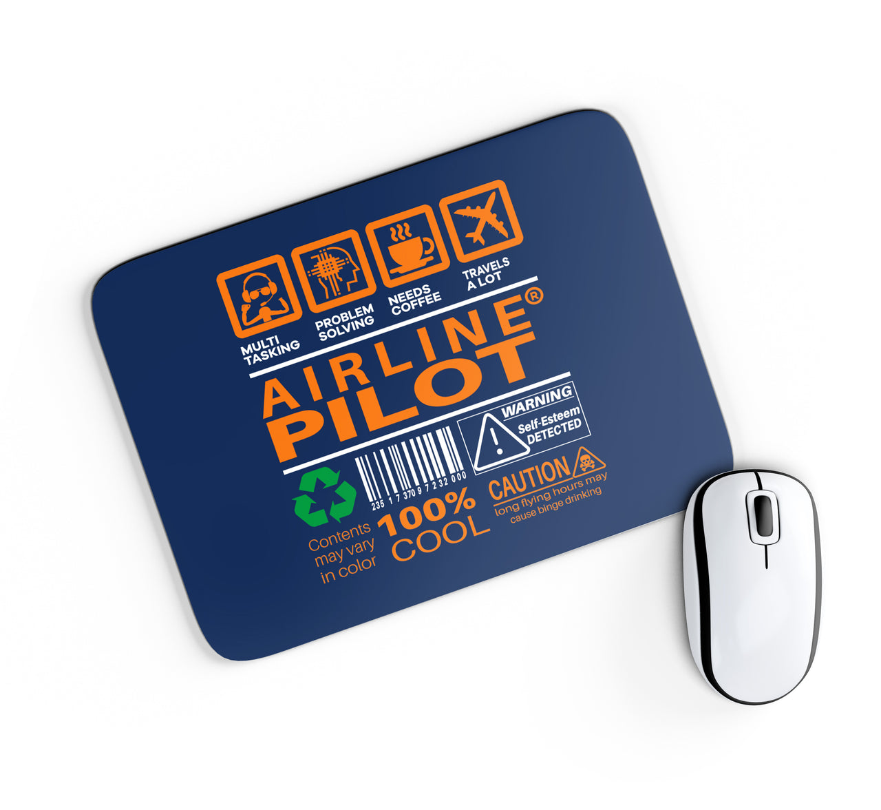 Airline Pilot Label Designed Mouse Pads