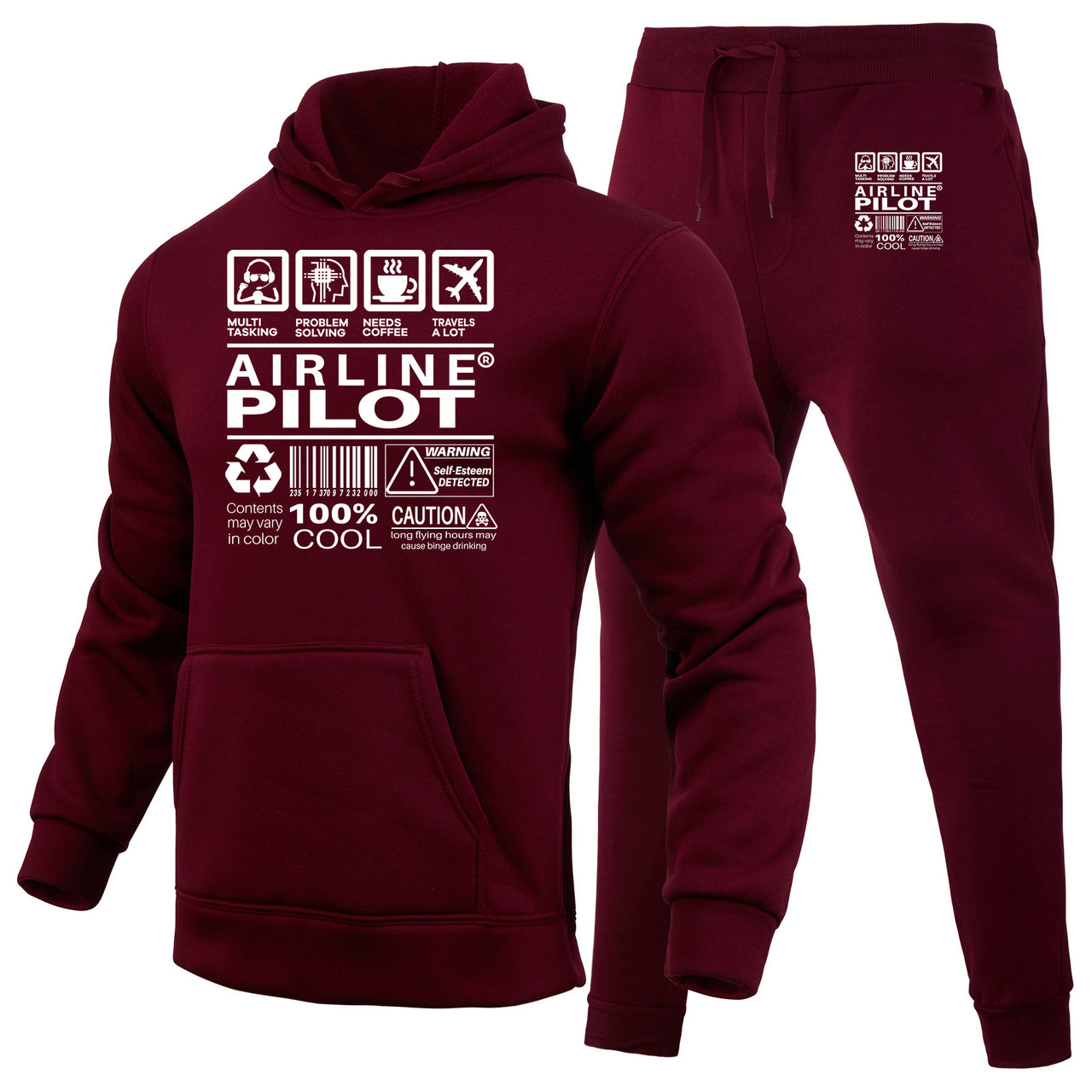 Airline Pilot Label Designed Hoodies & Sweatpants Set