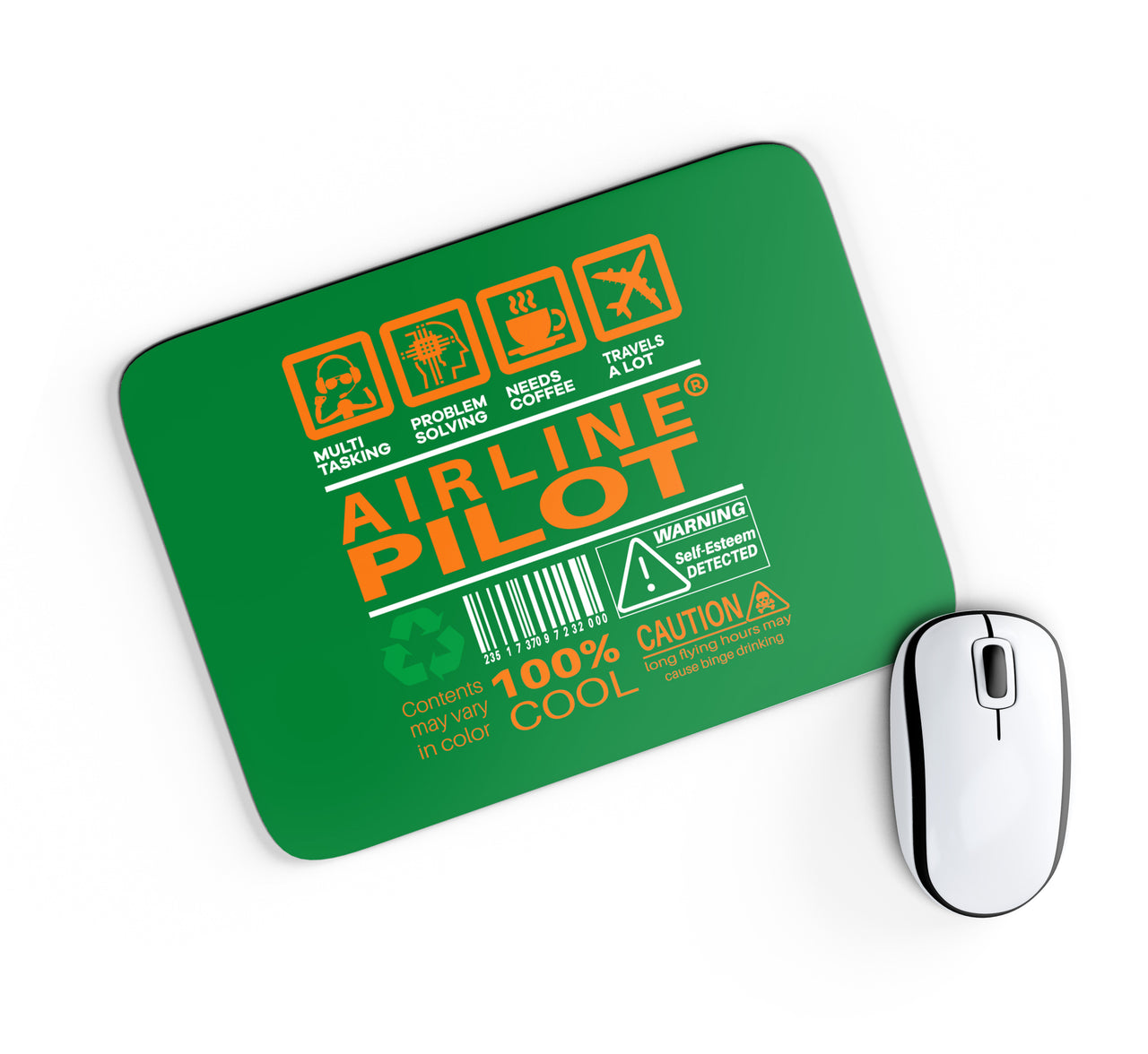 Airline Pilot Label Designed Mouse Pads