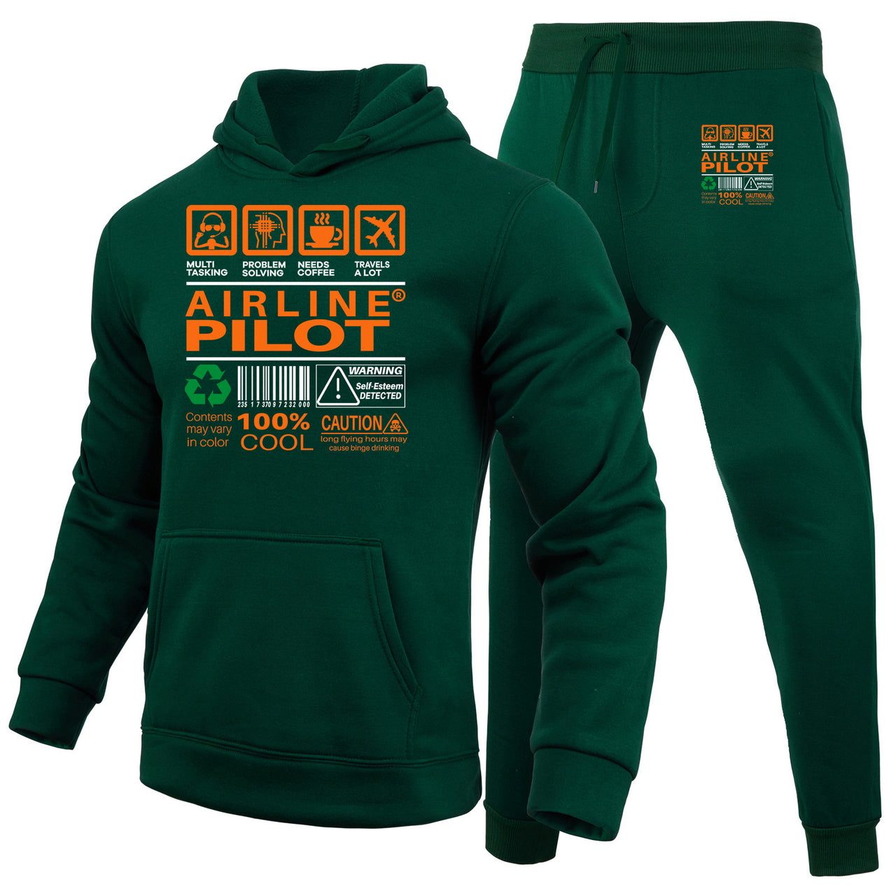 Airline Pilot Label Designed Hoodies & Sweatpants Set