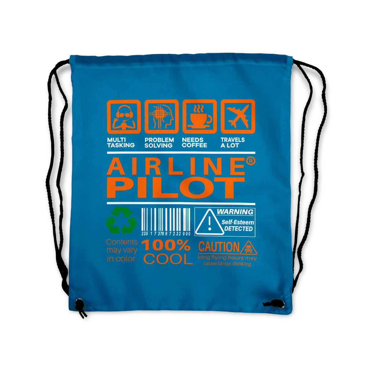 Airline Pilot Label Designed Drawstring Bags
