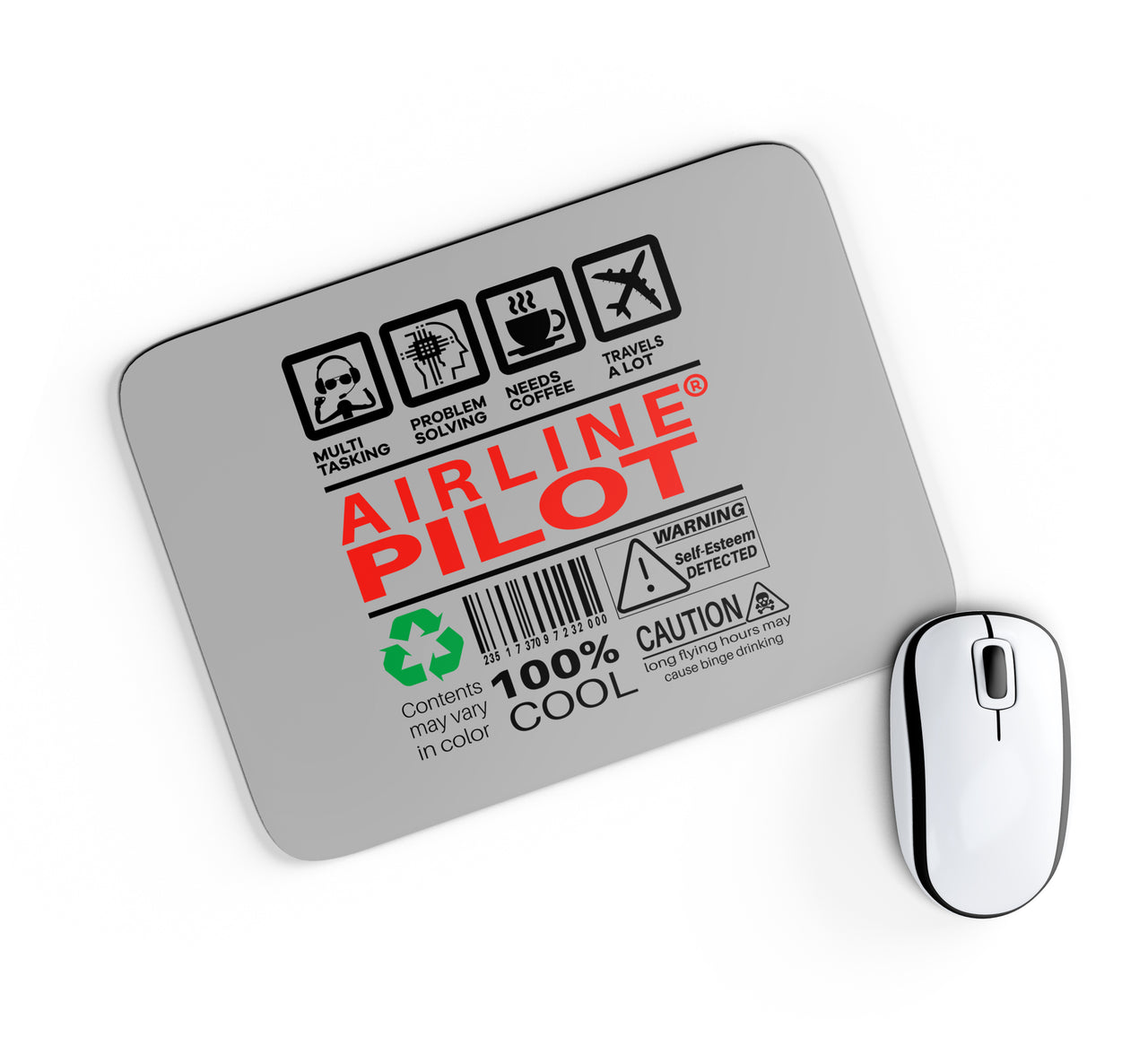 Airline Pilot Label Designed Mouse Pads
