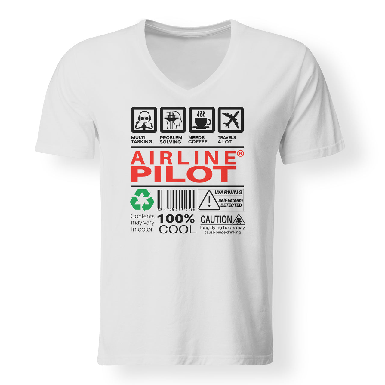 Airline Pilot Label Designed V-Neck T-Shirts