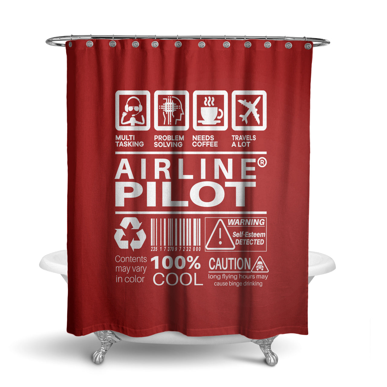 Airline Pilot Label Designed Shower Curtains