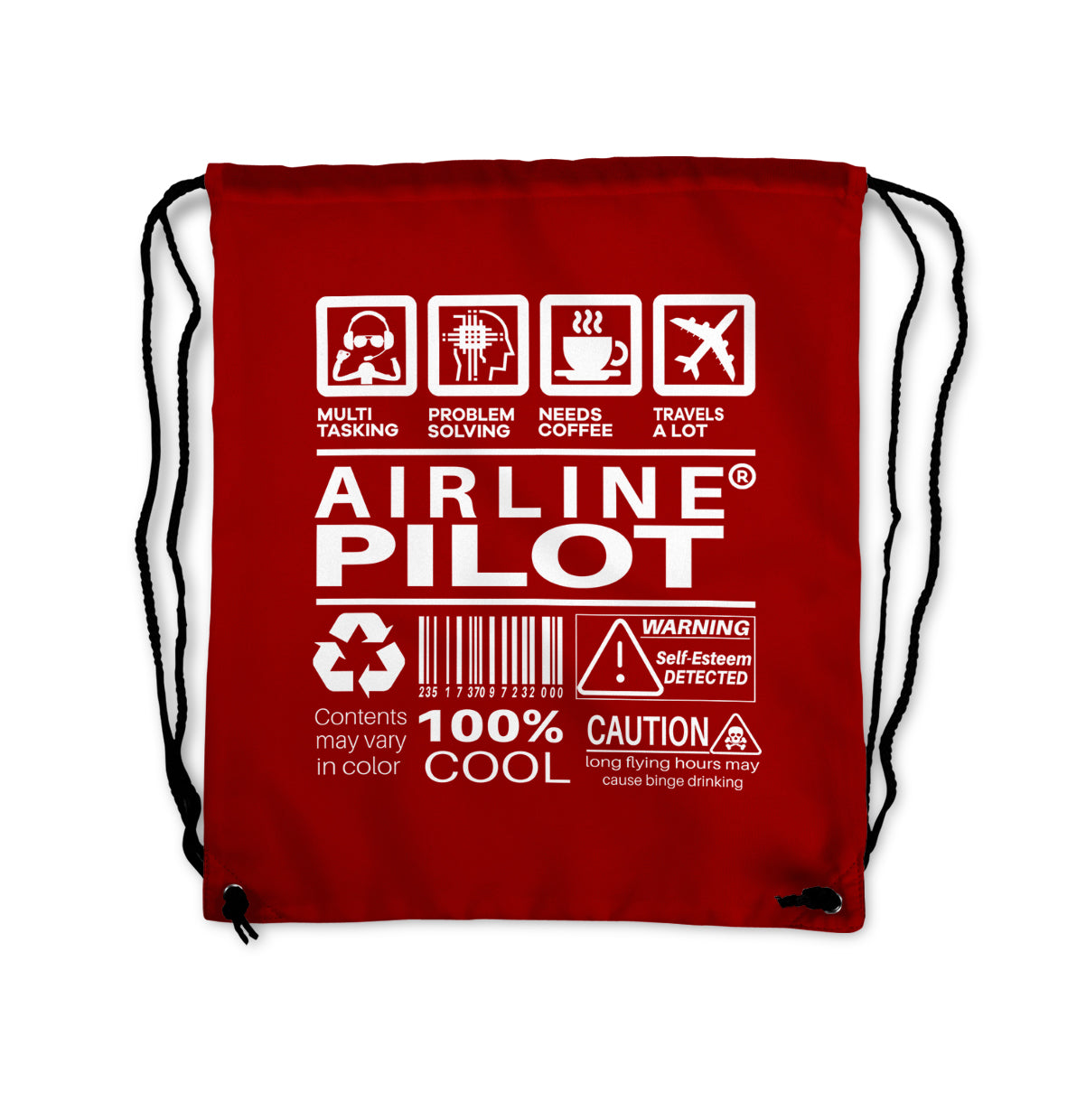 Airline Pilot Label Designed Drawstring Bags