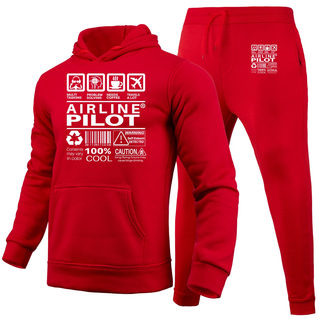 Airline Pilot Label Designed Hoodies & Sweatpants Set