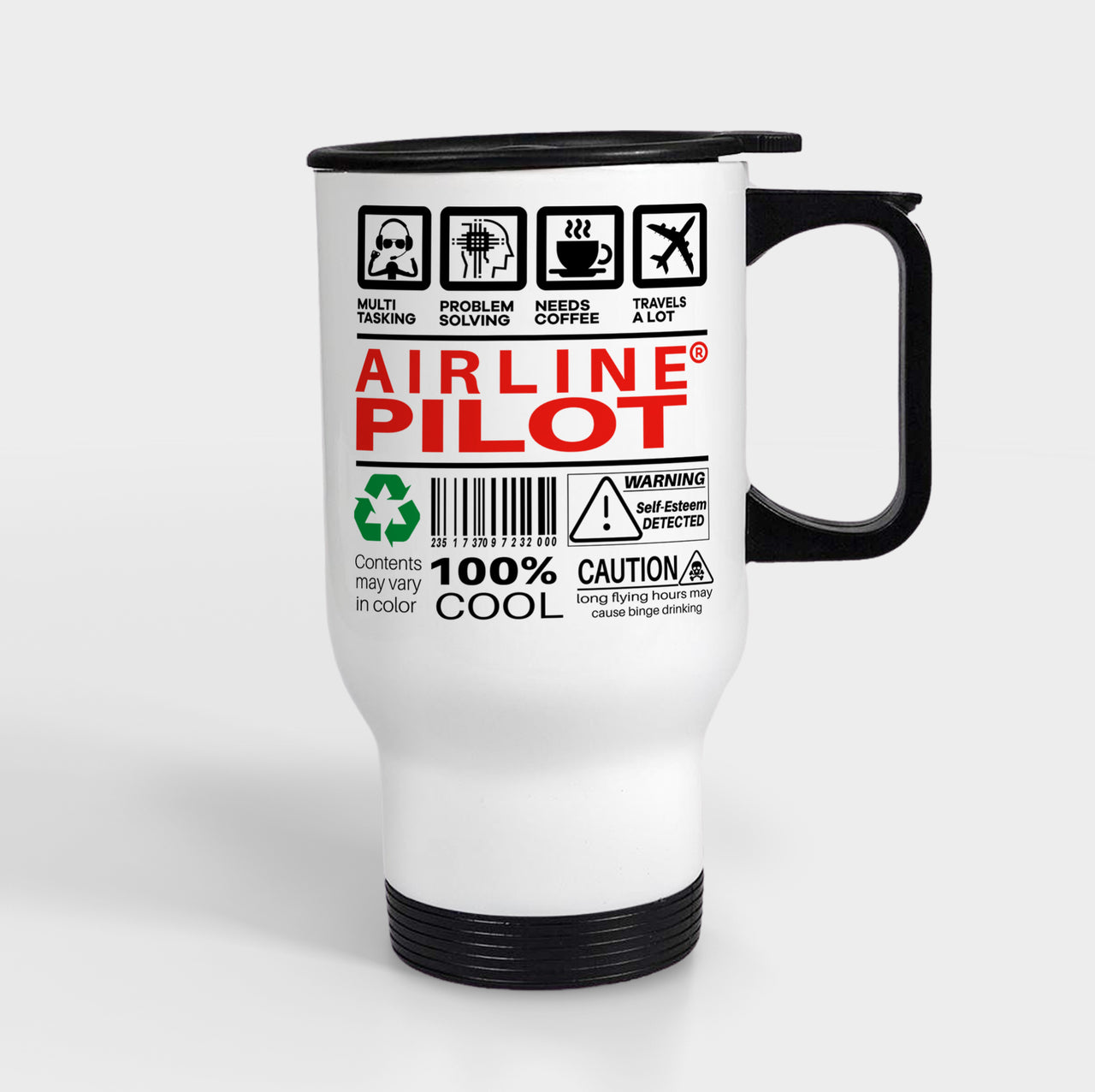 Airline Pilot Label Designed Travel Mugs (With Holder)