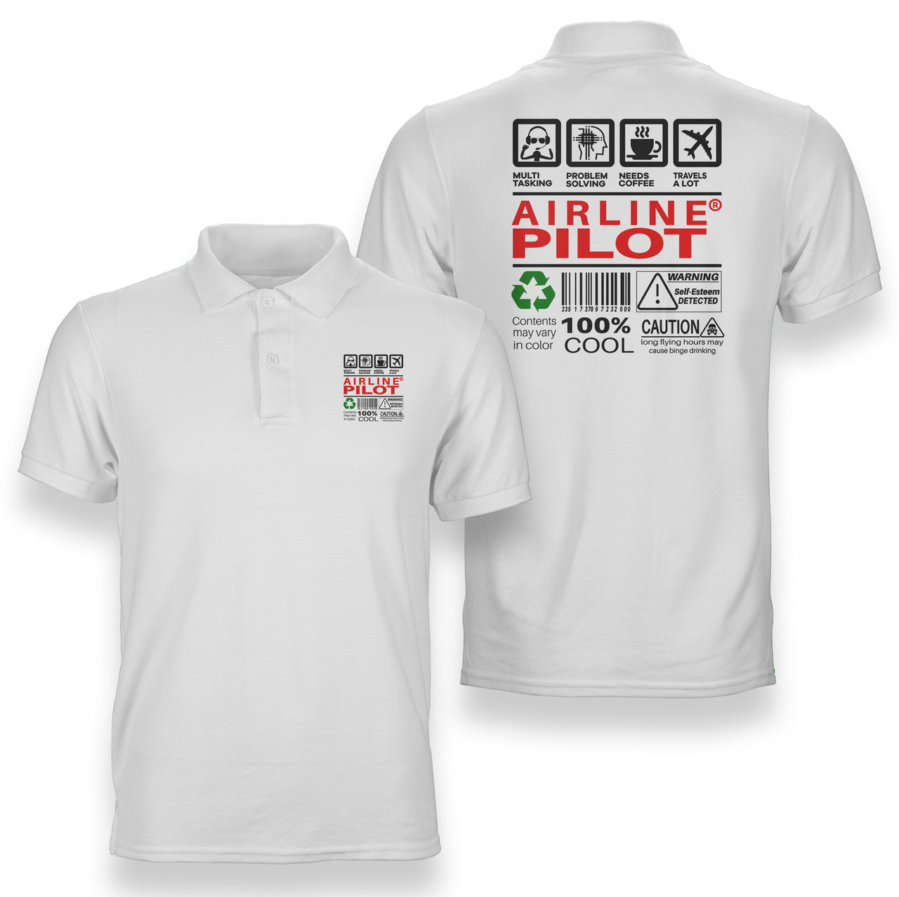 Airline Pilot Label Designed Double Side Polo T-Shirts