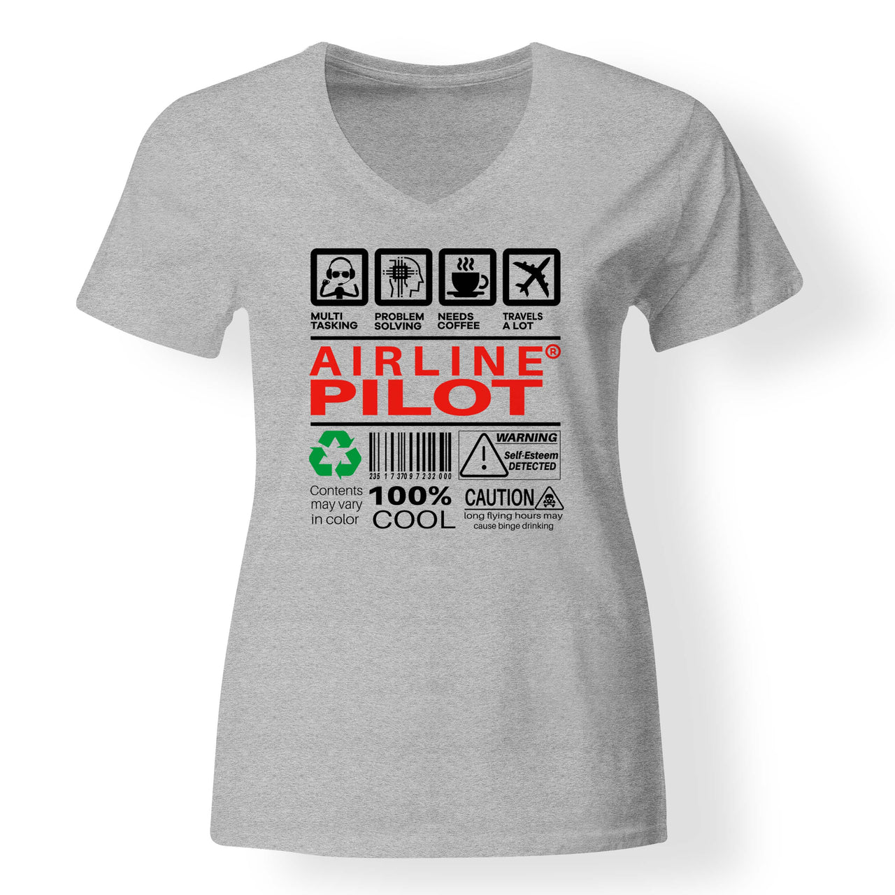 Airline Pilot Label Designed V-Neck T-Shirts