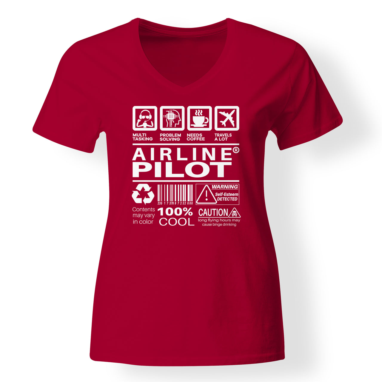 Airline Pilot Label Designed V-Neck T-Shirts