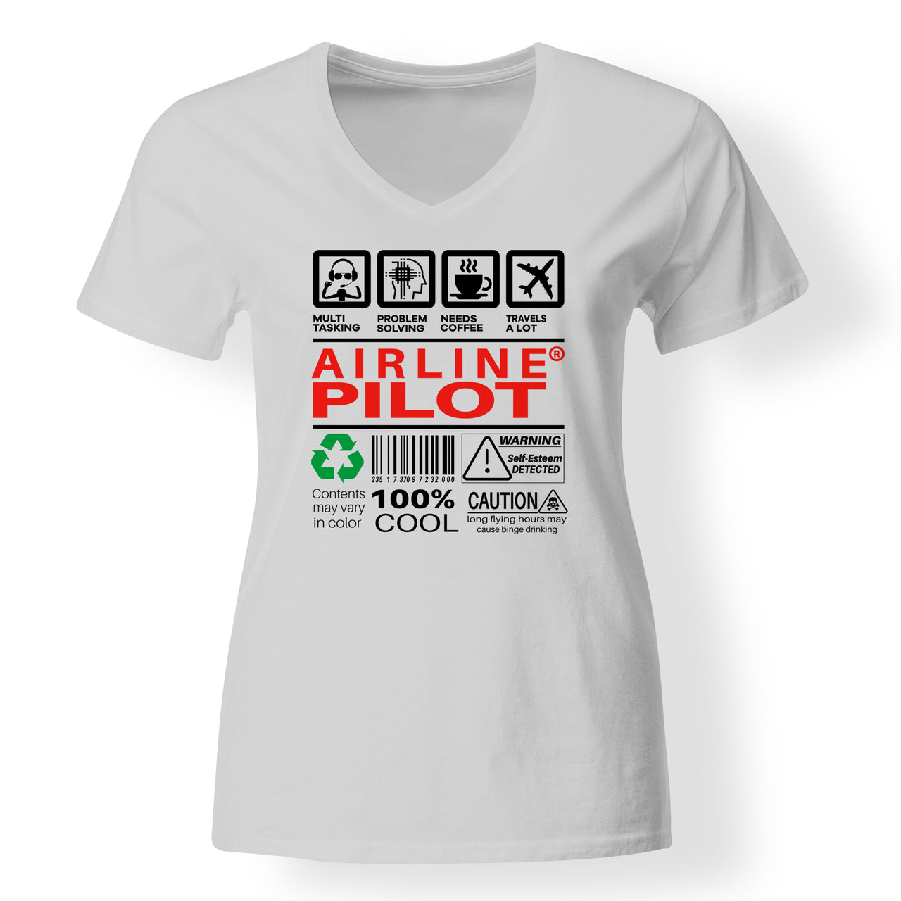 Airline Pilot Label Designed V-Neck T-Shirts