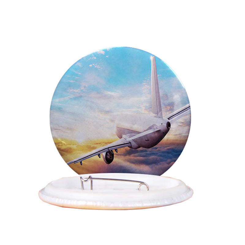 Airliner Jet Cruising over Clouds Designed Pins