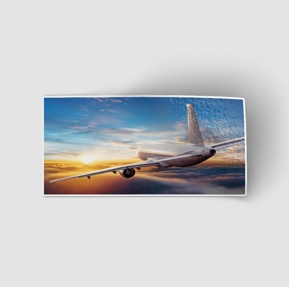 Airliner Jet Cruising over Clouds Designed Stickers