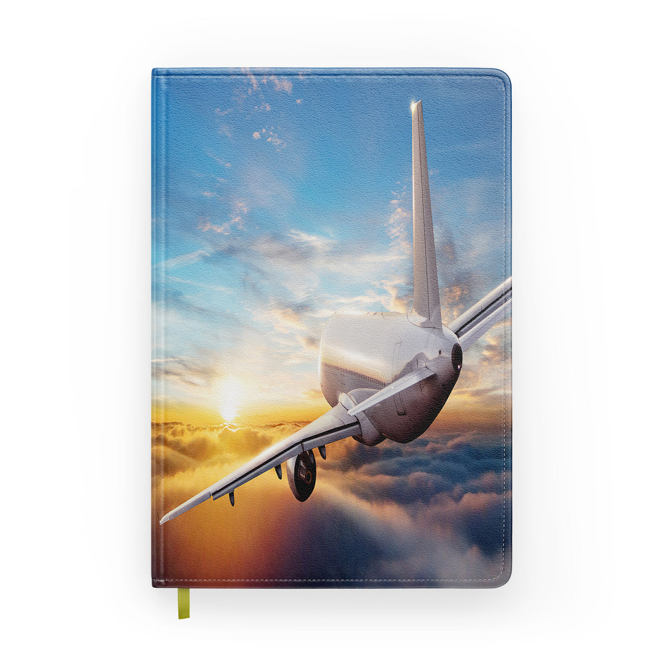 Airliner Jet Cruising over Clouds Designed Notebooks