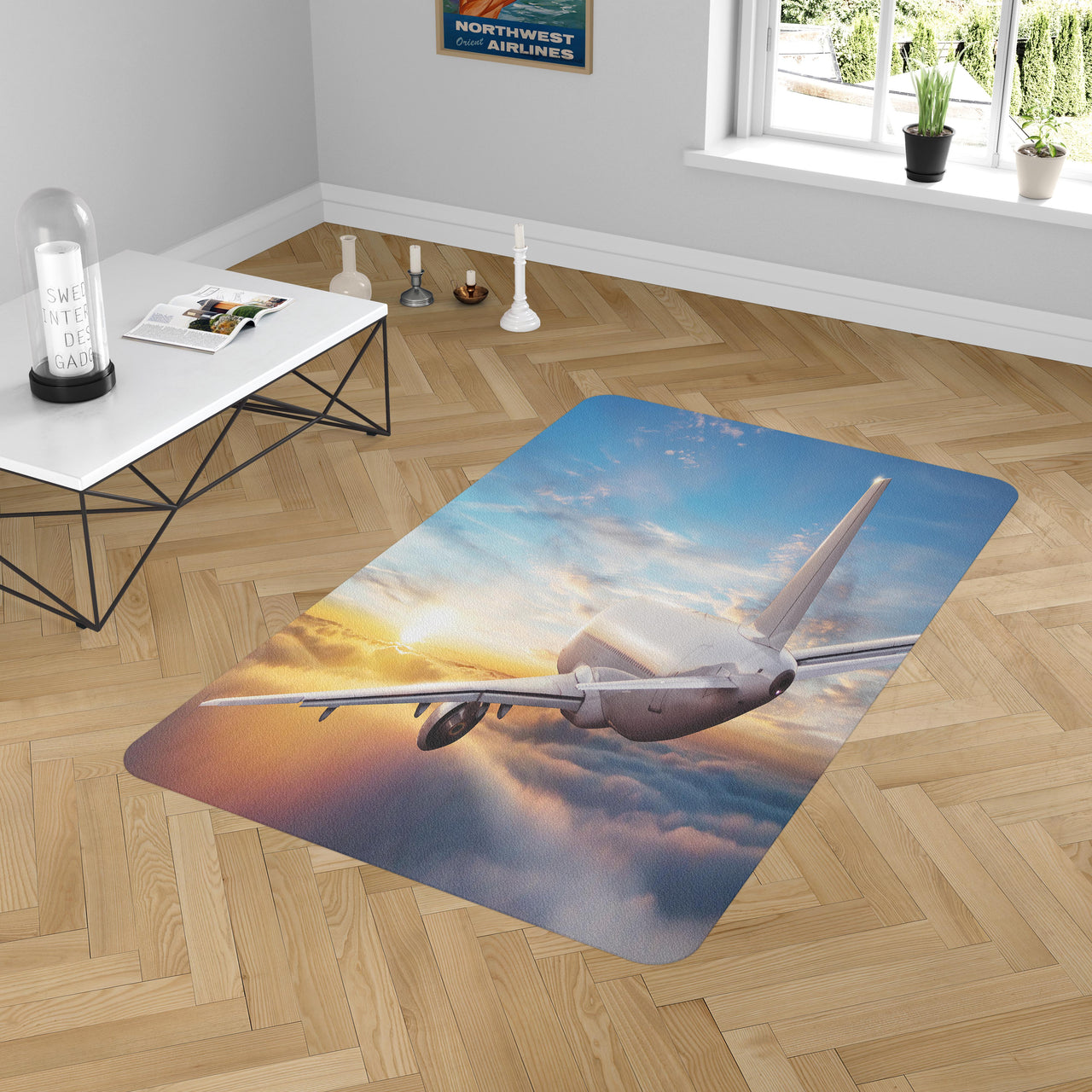 Airliner Jet Cruising over Clouds Designed Carpet & Floor Mats