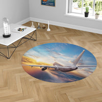 Thumbnail for Airliner Jet Cruising over Clouds Designed Carpet & Floor Mats (Round)