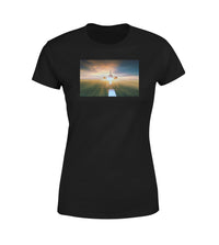 Thumbnail for Airplane Flying Over Runway Designed Women T-Shirts