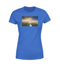 Thumbnail for Airplane Flying Over Runway Designed Women T-Shirts