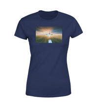 Thumbnail for Airplane Flying Over Runway Designed Women T-Shirts