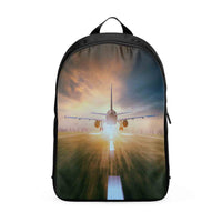 Thumbnail for Airplane Flying Over Runway Designed Backpacks