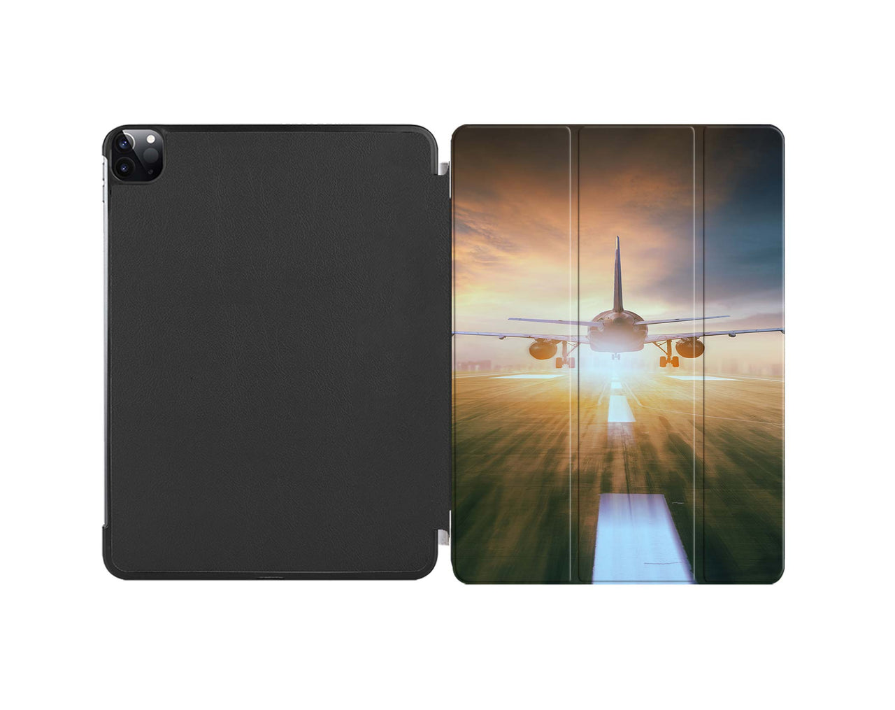 Airplane Flying Over Runway Designed iPad Cases