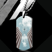 Thumbnail for Airplane Flying over Big Buildings Designed Metal Necklaces