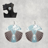 Thumbnail for Airplane Flying over Big Buildings Designed Wooden Drop Earrings
