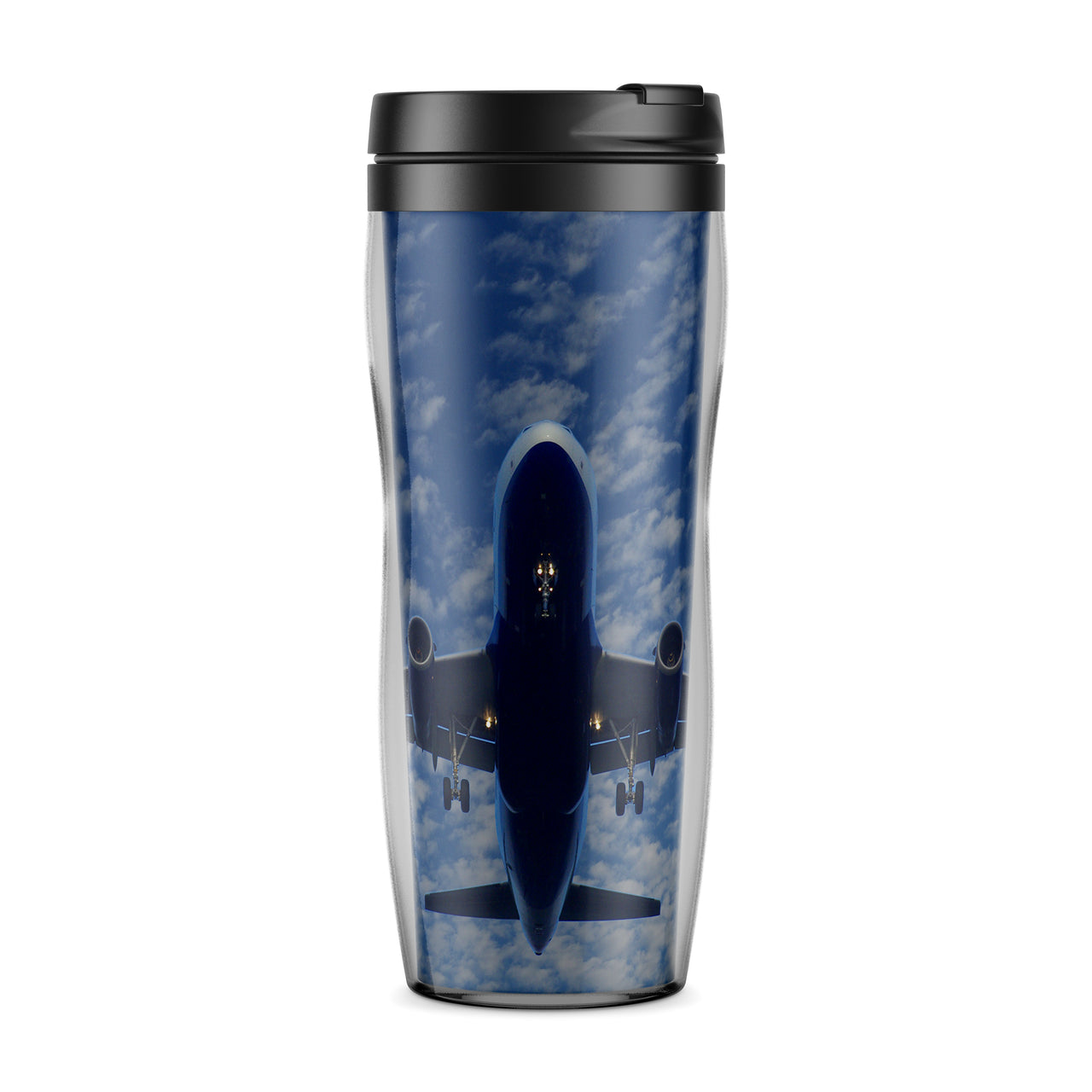 Airplane From Below Designed Travel Mugs